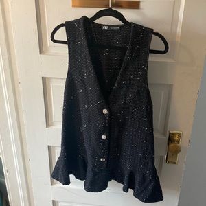 NWOT Zara mini jumper dress size S black with white detail